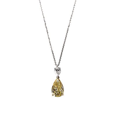 Fancy yellow & white diamond pendant