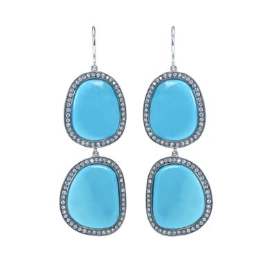 Turquoise and diamonds earrings