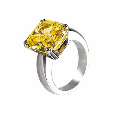 Fancy intense yellow diamond ring