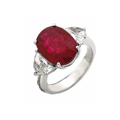 Oval burmese ruby & diamonds ring